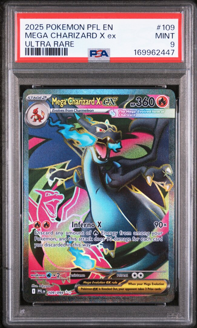 2025 Pokemon Pfl En-Phantasmal Flames Mega Charizard X Ex Ultra Rare PSA 9 #109