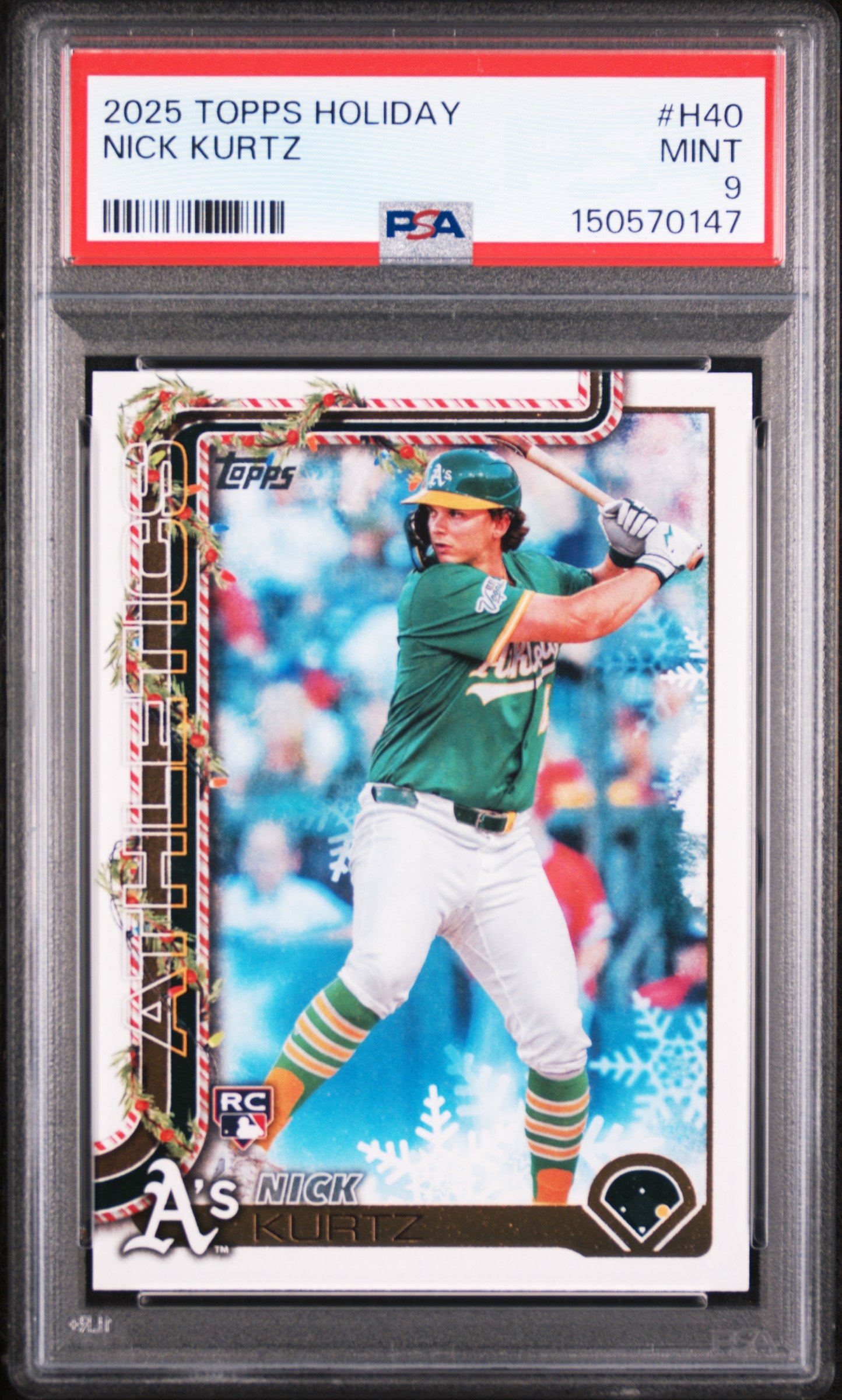 2025 TOPPS HOLIDAY H40 NICK KURTZ PSA 9 - front