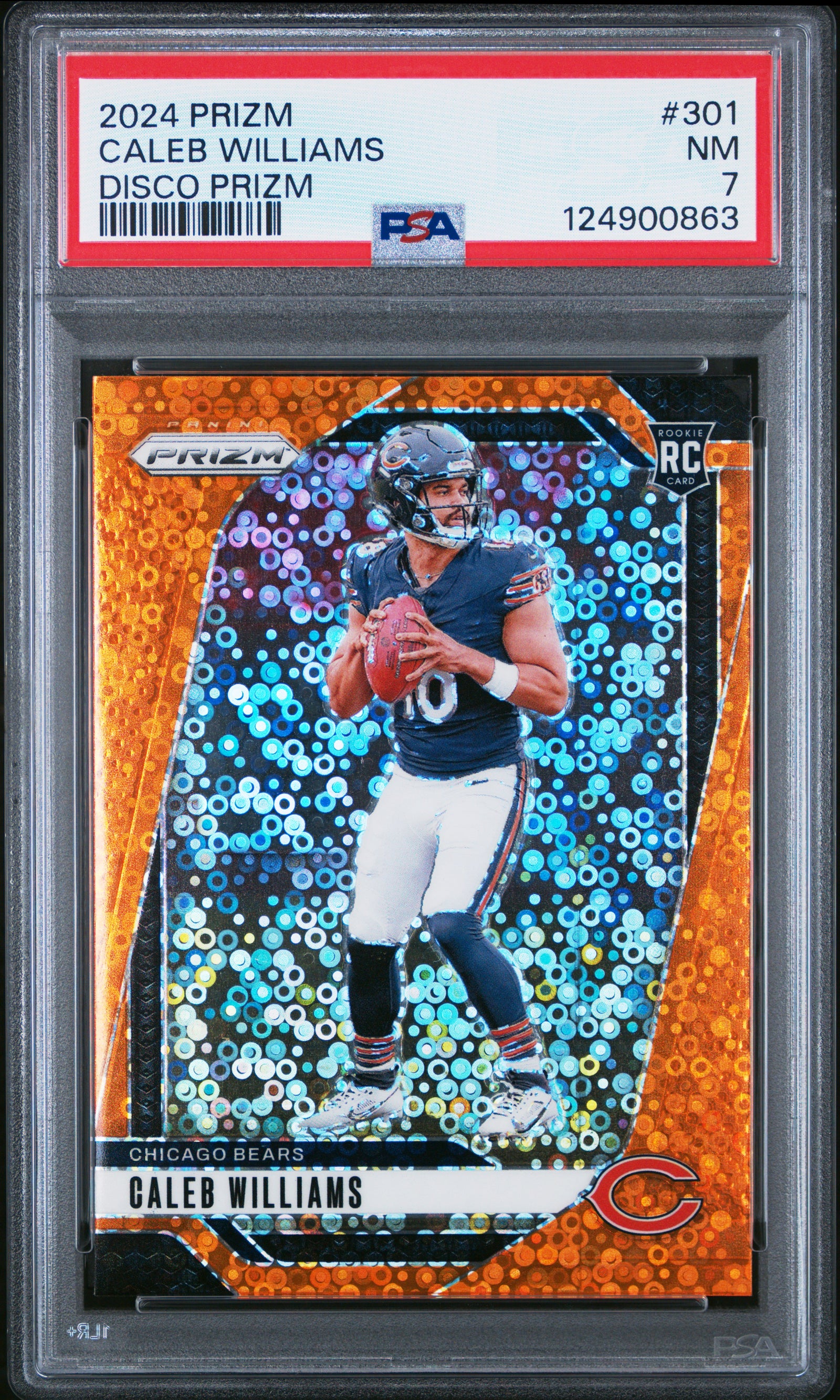 2024 PANINI PRIZM 301 CALEB WILLIAMS DISCO PRIZM PSA 7 - front