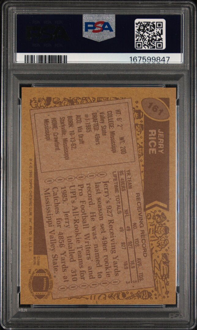 1986 Topps Jerry Rice PSA 6 #161