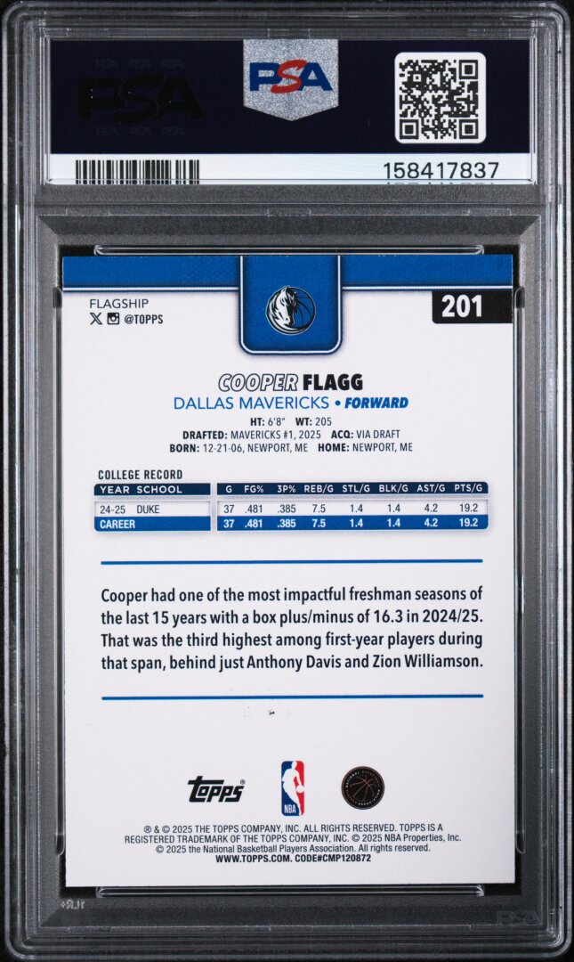2025 Topps Cooper Flagg PSA 7 #201