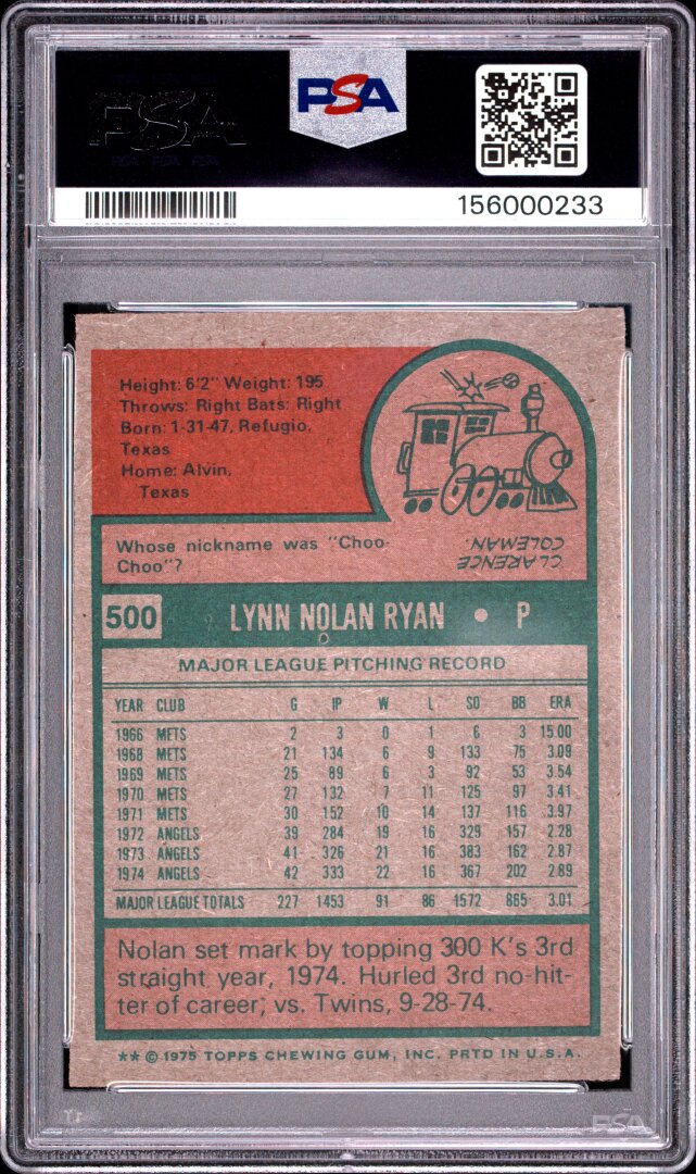 1975 Topps #500 Nolan Ryan PSA 5