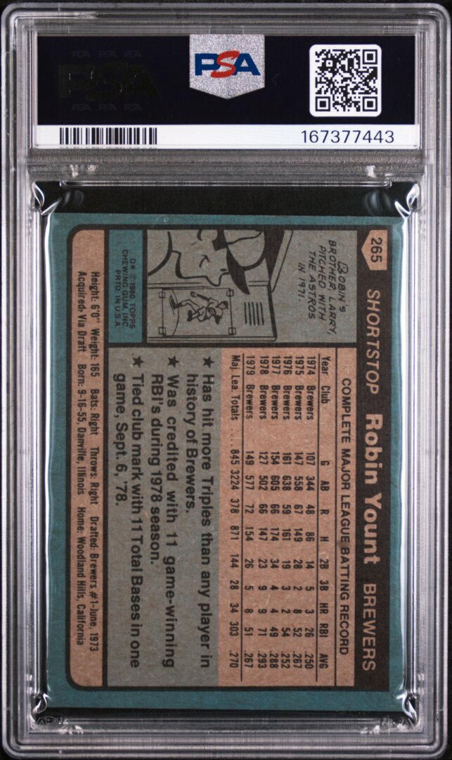 1980 Topps Robin Yount PSA 9 #265