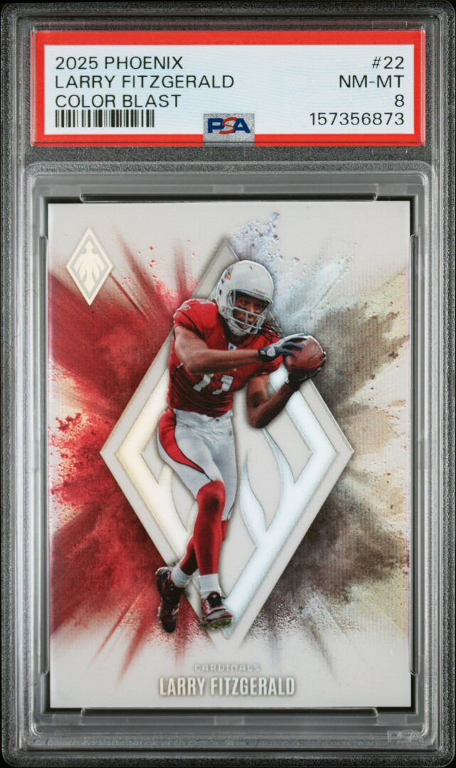2025 Panini Phoenix #22 Larry Fitzgerald Color Blast PSA 8