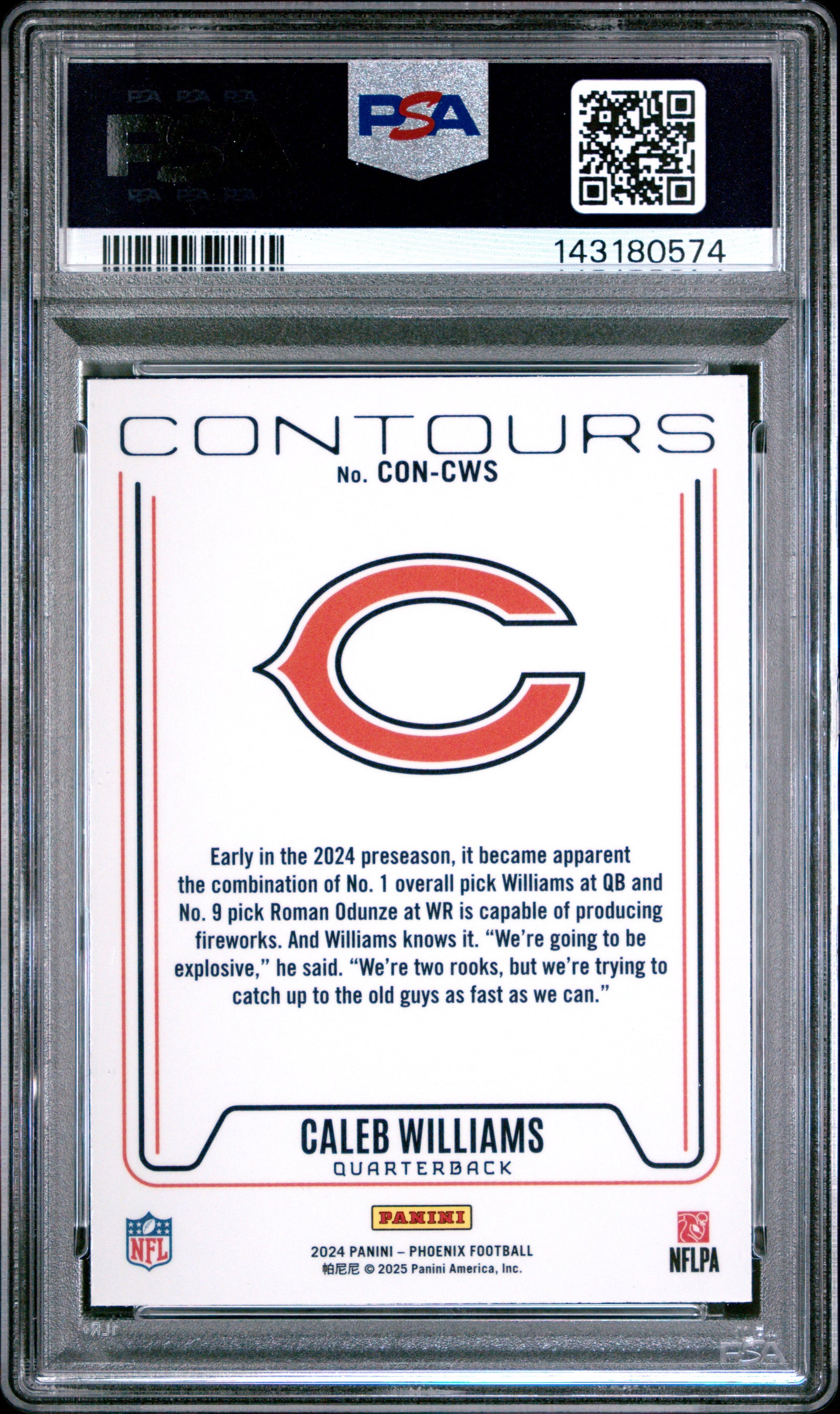 2024 Panini Phoenix Caleb Williams RC Contours PSA 7