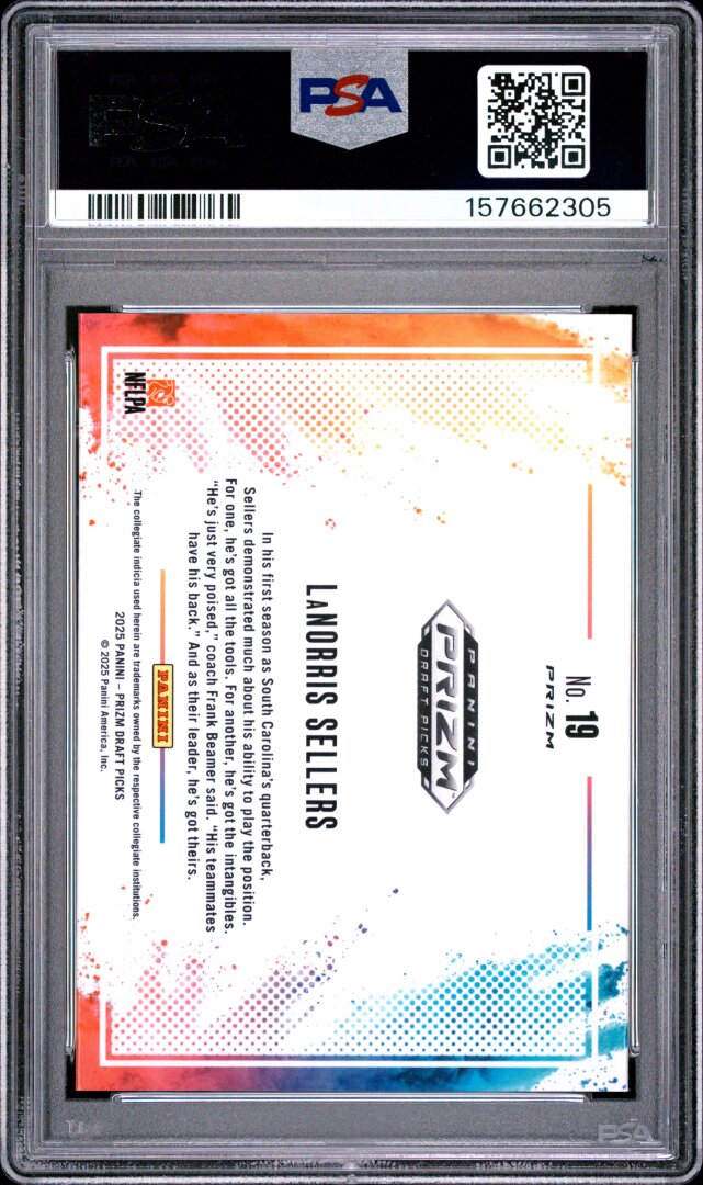 2025 Panini Prizm Draft Picks Black Color Blast Lanorris Sellers PSA 10 #19