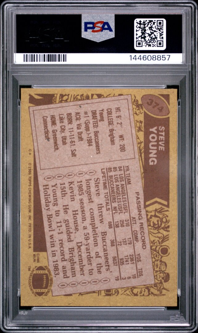 1986 Topps Steve Young RC PSA 6 #374