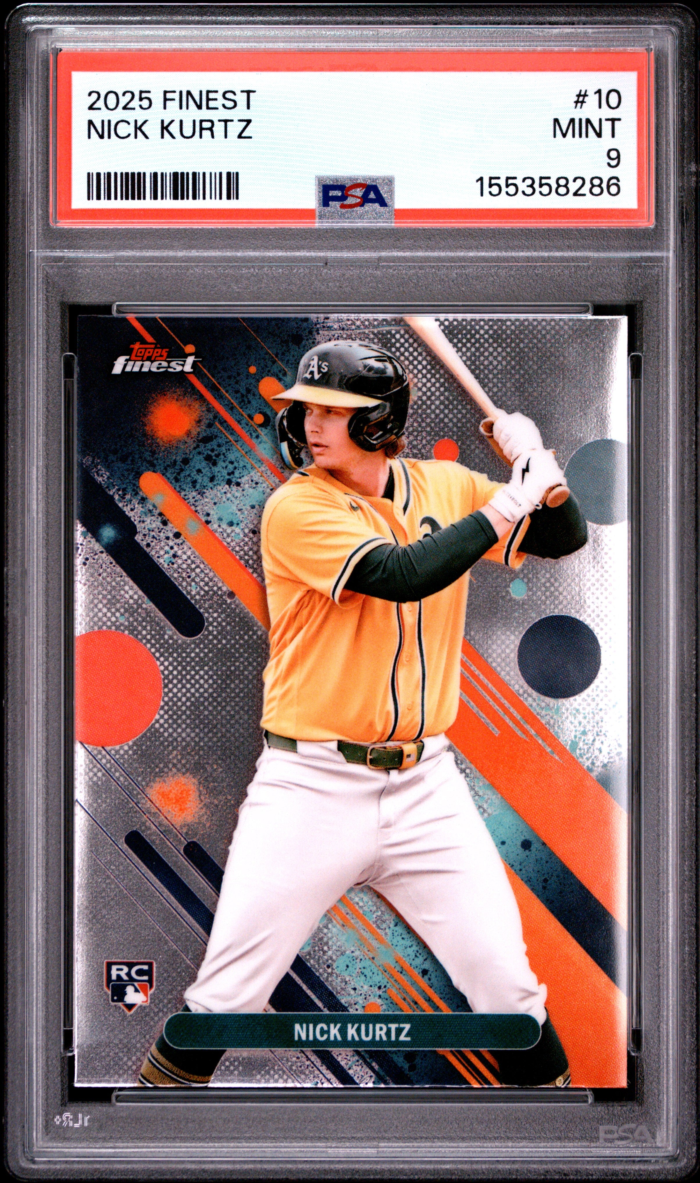 2025 TOPPS FINEST 10 NICK KURTZ PSA 9 - front