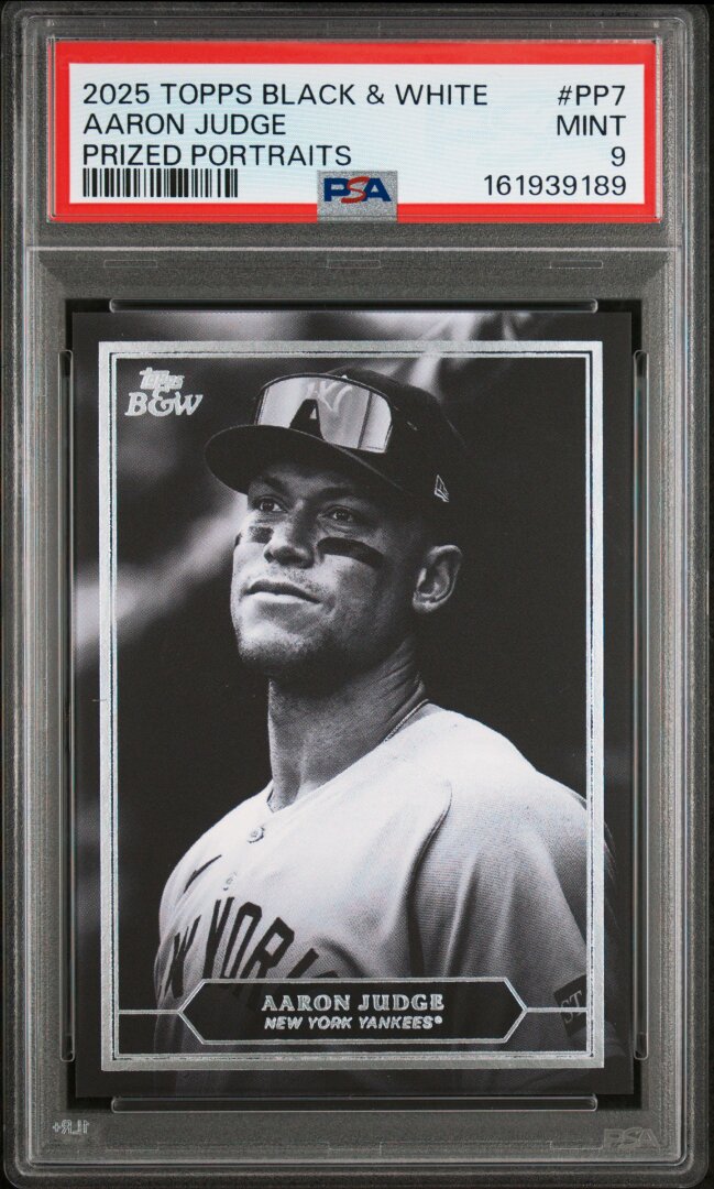 2025 Topps Black & White #PP7 Aaron Judge Prized Portraits PSA 9