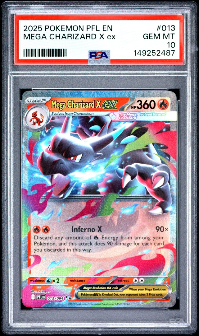 2025 Pokemon Pfl En-Phantasmal Flames Mega Charizard X Ex PSA 10 #013
