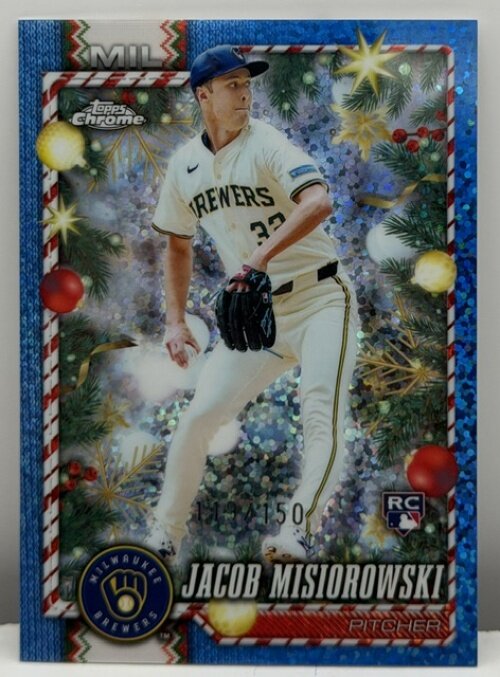 2026 Topps Holiday Chrome Jacob Misiorowski RC Blue Sparkle Refractor /150