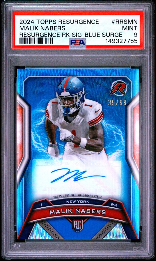 2024 Topps Resurgence Malik Nabers RC Auto Blue Surge /99 PSA 9