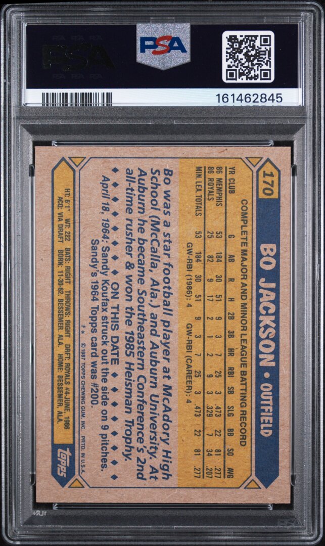 1987 Topps Bo Jackson RC Future Stars PSA 9 #170