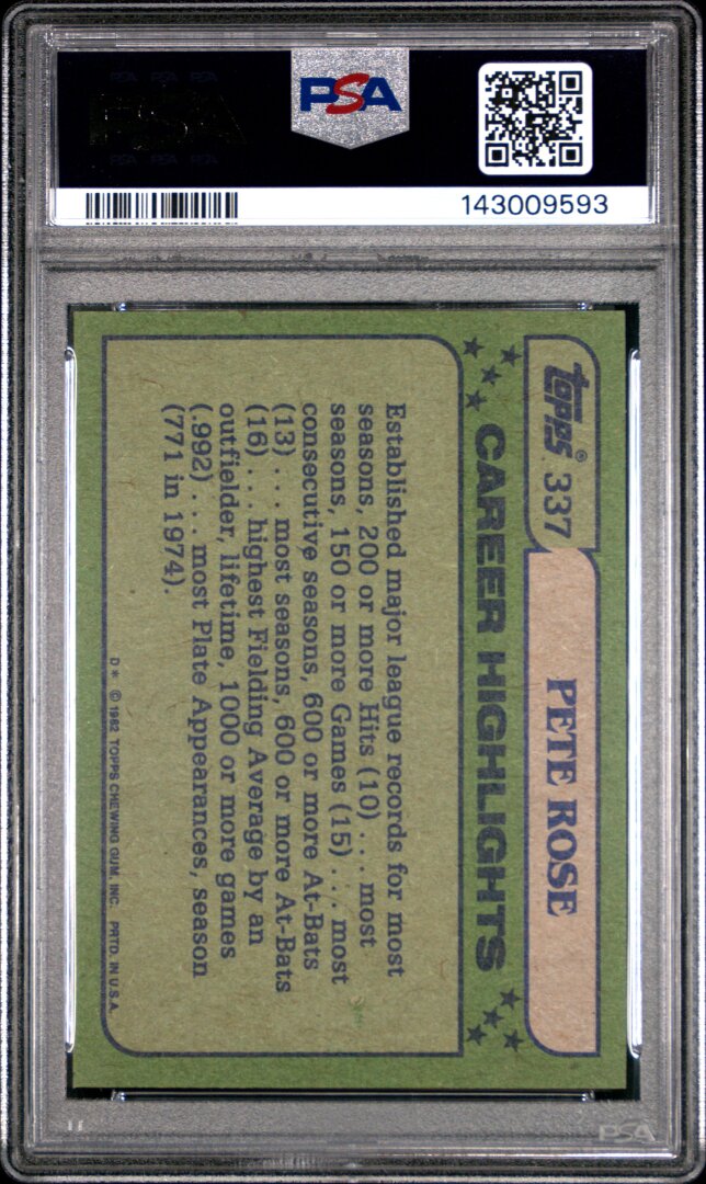 1982 Topps Pete Rose In Action PSA 9 #337