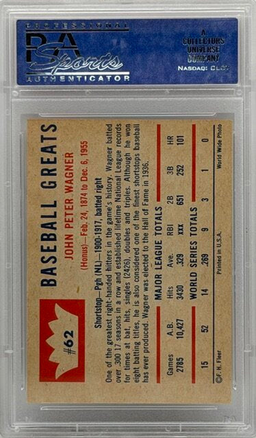 1960 Fleer #62 Honus Wagner PSA 7