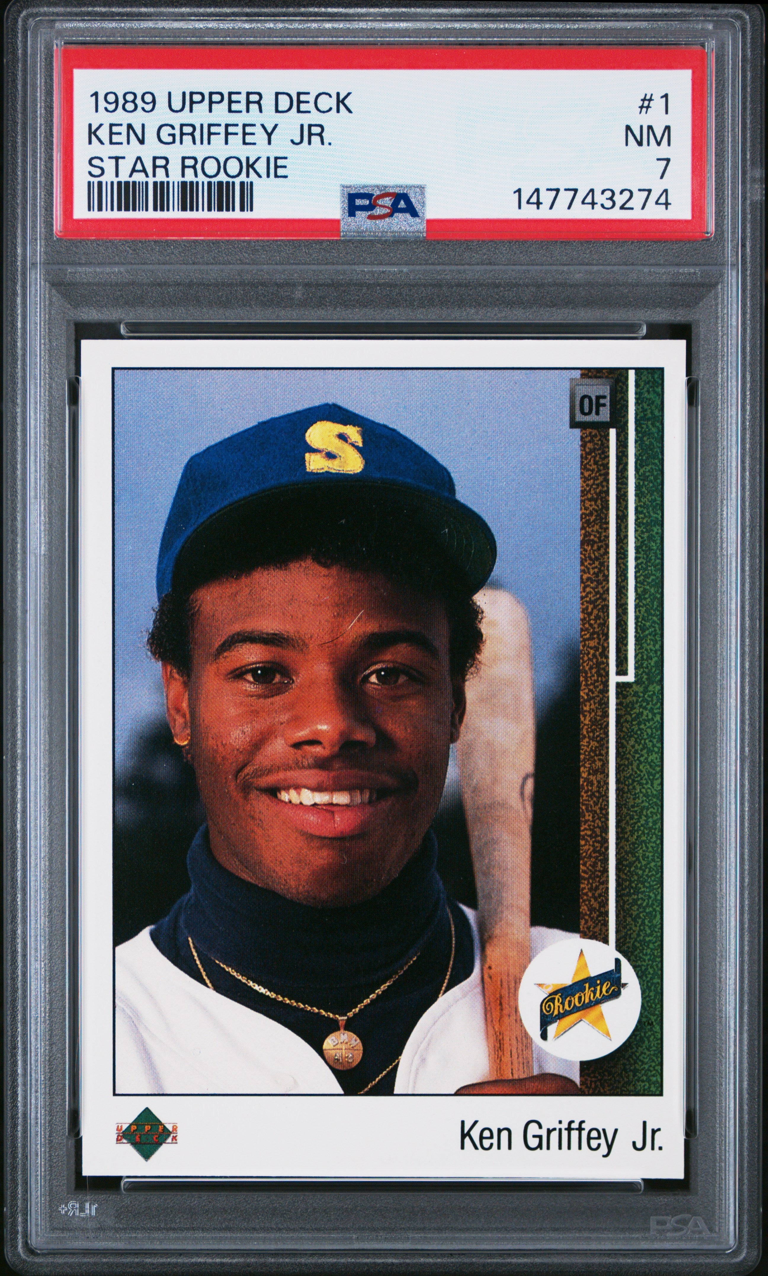 1989 UPPER DECK 1 KEN GRIFFEY JR. STAR ROOKIE PSA 7 - front