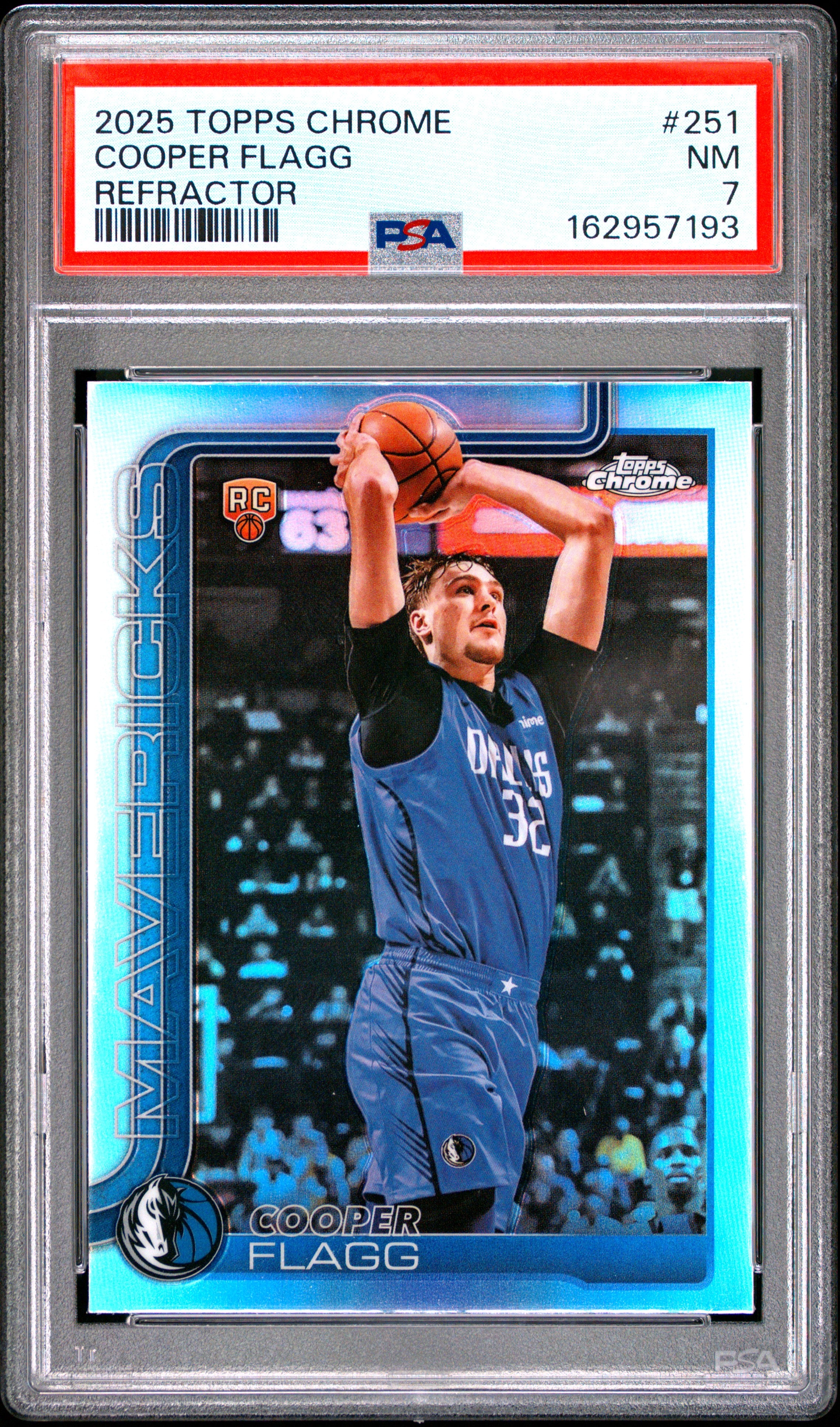 2025 TOPPS CHROME 251 COOPER FLAGG REFRACTOR PSA 7 - front