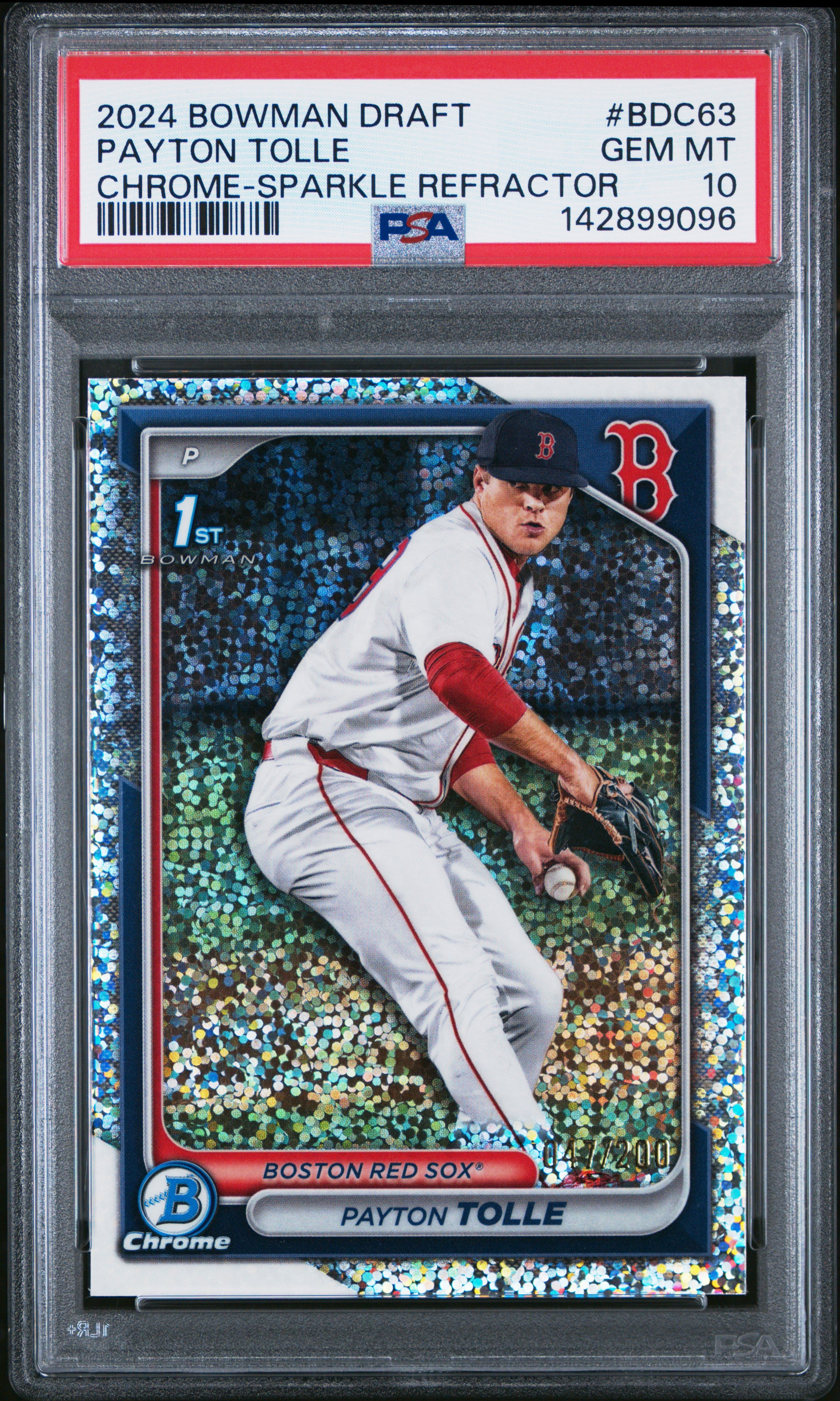 2024 Bowman Draft Bdc63 Payton Tolle Chrome-Sparkle Refractor PSA 10