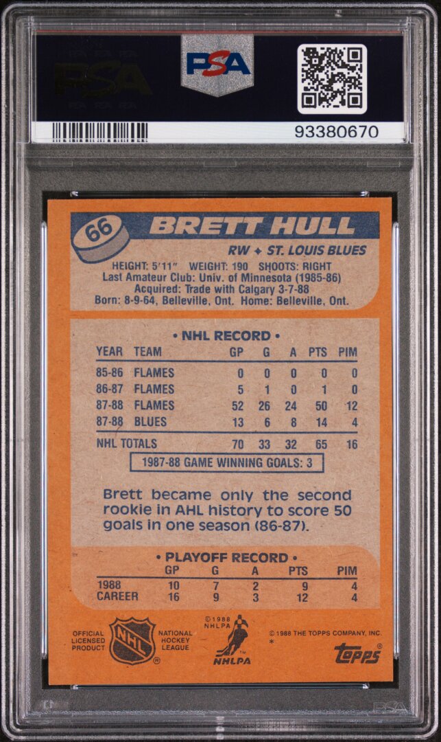 1988 Topps #66 Brett Hull PSA 8