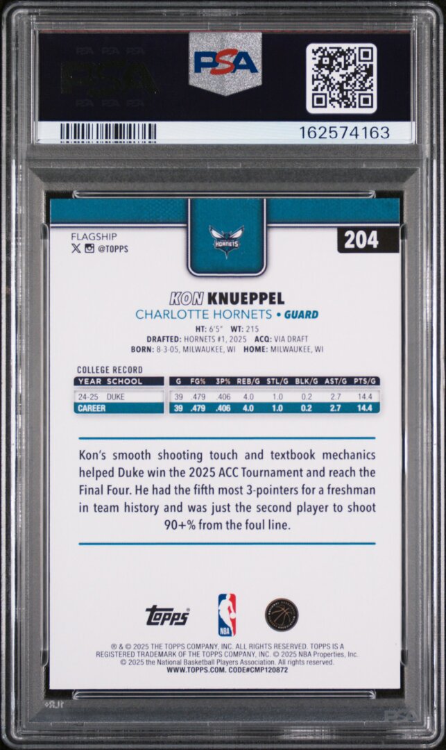 2025 Topps Kon Knueppel RC PSA 10 #204