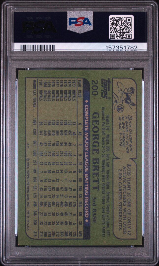 1982 Topps #200 George Brett PSA 9