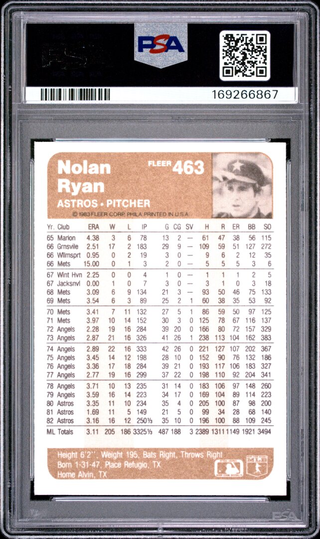 1983 Fleer Nolan Ryan PSA 9 #463
