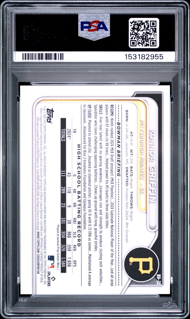 2024 Bowman Draft Konnor Griffin PSA 10 #BD22