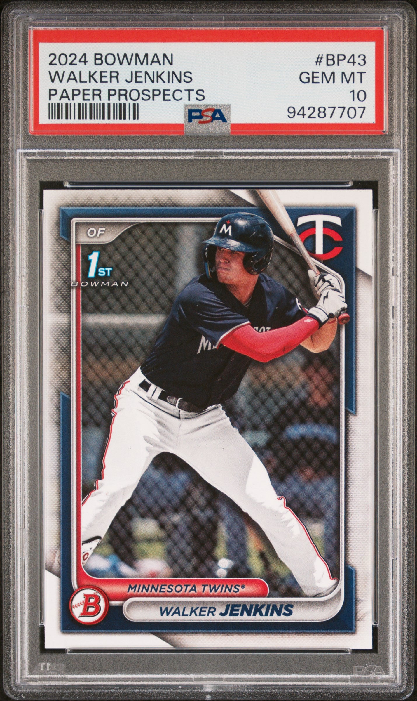 2024 Bowman Paper Prospects Bp43 Walker Jenkins PSA 10