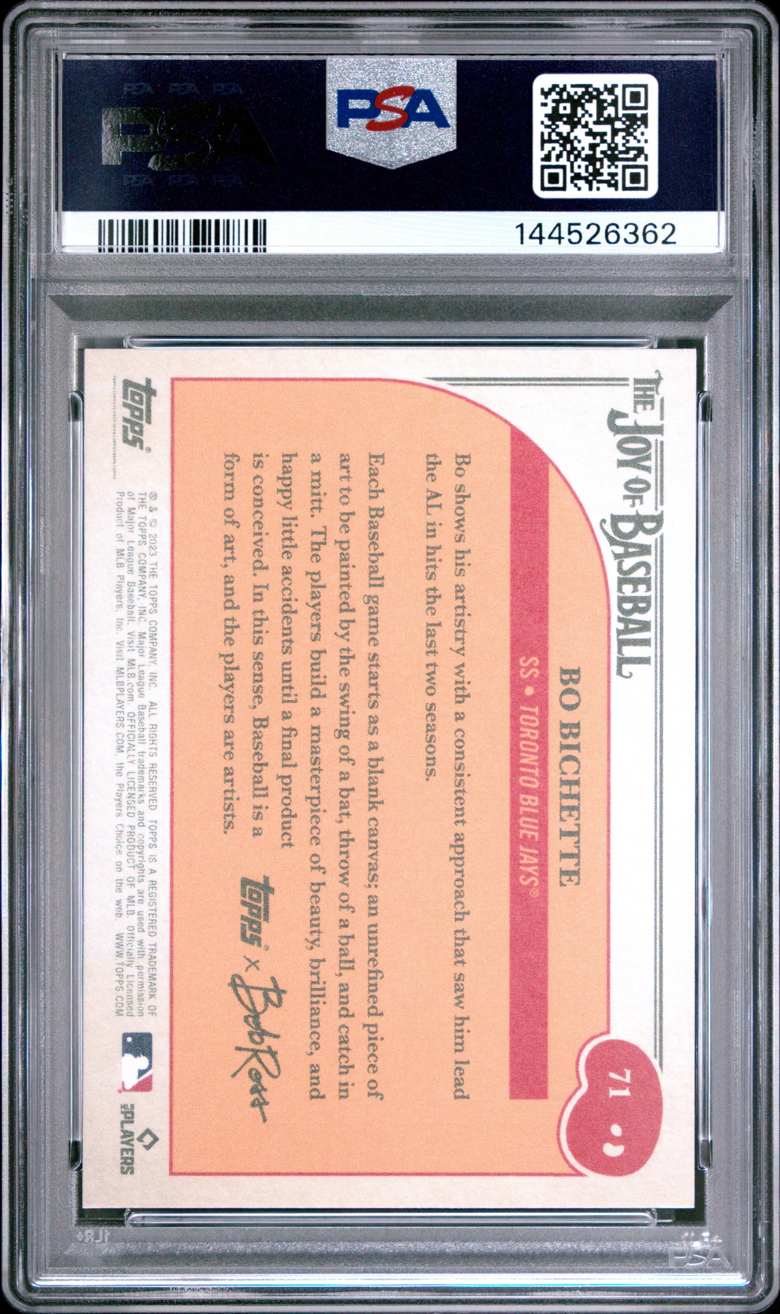 2023 Topps X Bob Ross The Joy Of Baseball 71 Bo Bichette PSA 10