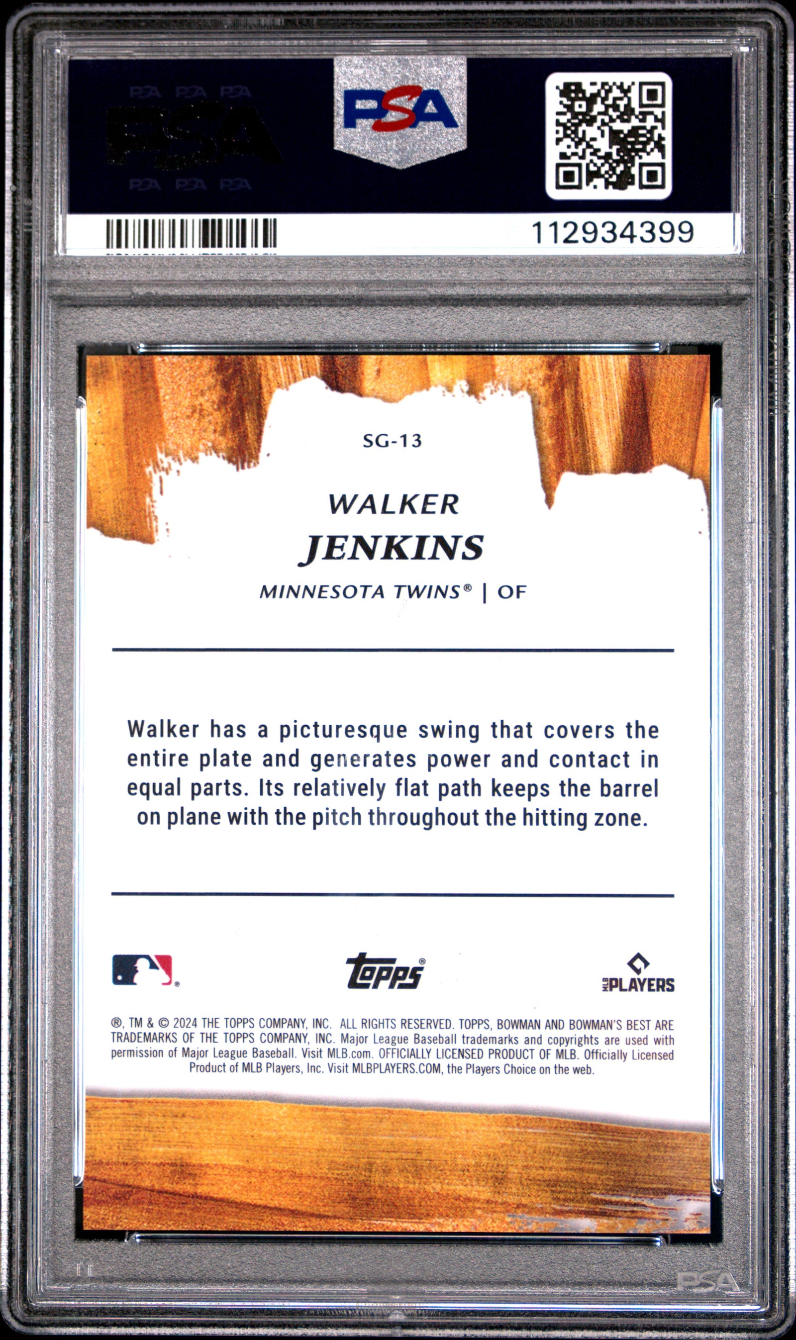 2024 Bowman'S Best Strokes Of Gold Sg13 Walker Jenkins PSA 10