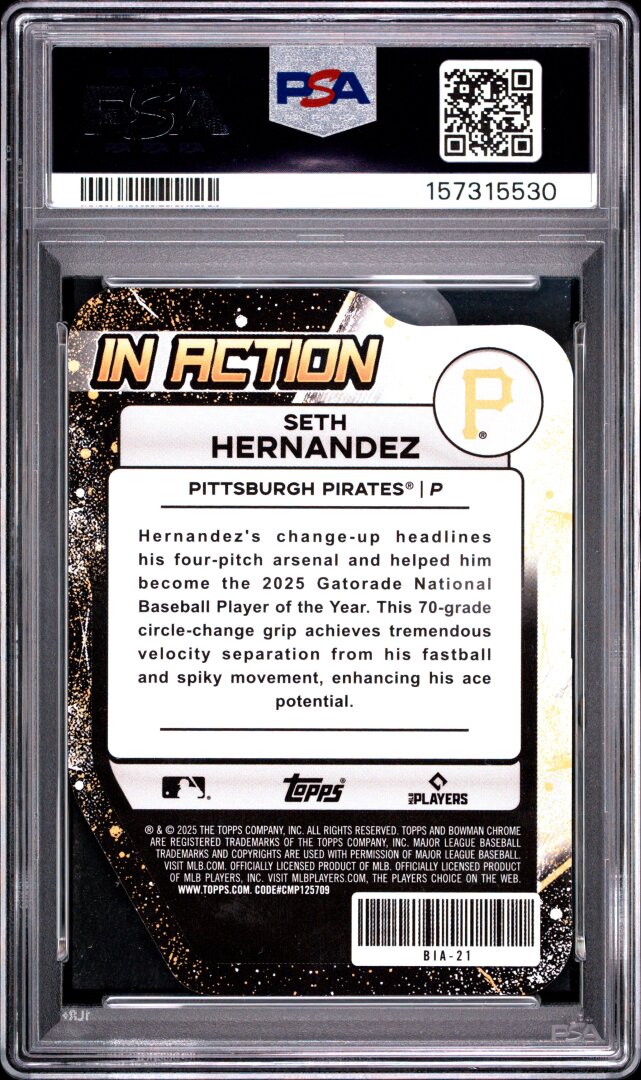 2025 Bowman Draft Seth Hernandez In Action #BIA-21 PSA 10