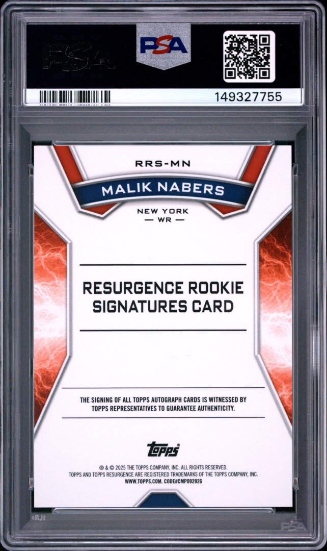 2024 Topps Resurgence Malik Nabers RC Auto Blue Surge /99 PSA 9