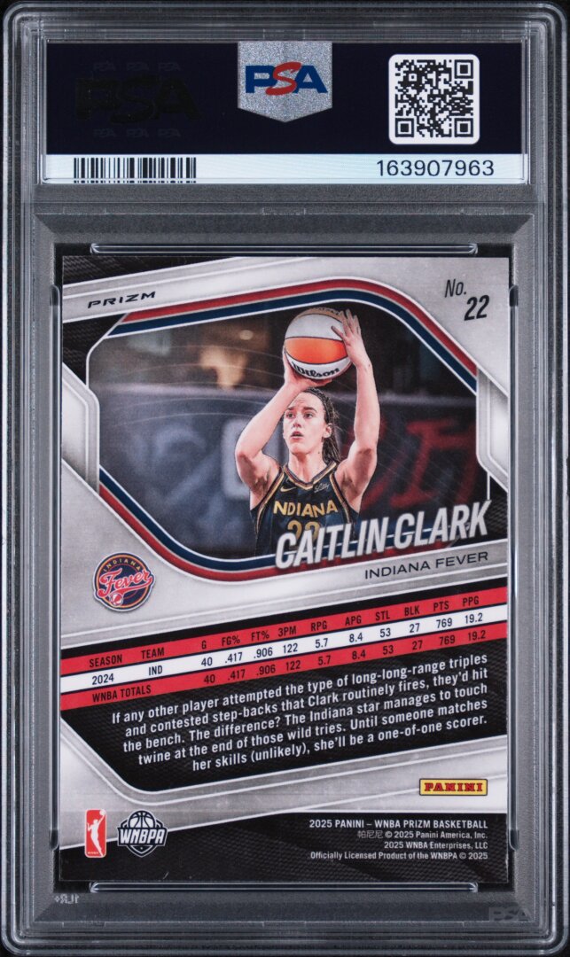 2025 Panini Prizm WNBA Caitlin Clark Blue Velocity PSA 9 #22