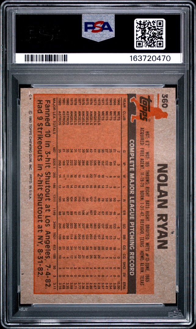 1983 Topps Nolan Ryan PSA 8 #360