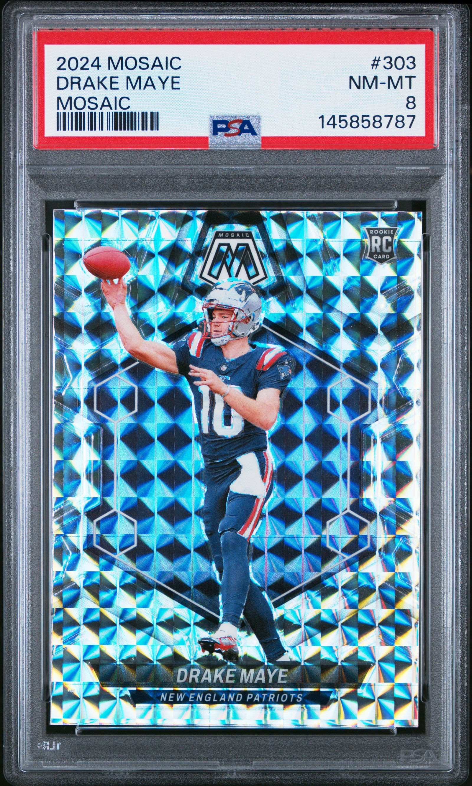 2024 Panini Mosaic 303 Drake Maye Mosaic PSA 8