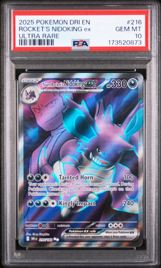 2025 Pokemon Destined Rivals Rocket's Nidoking Ex Ultra Rare PSA 10 #216