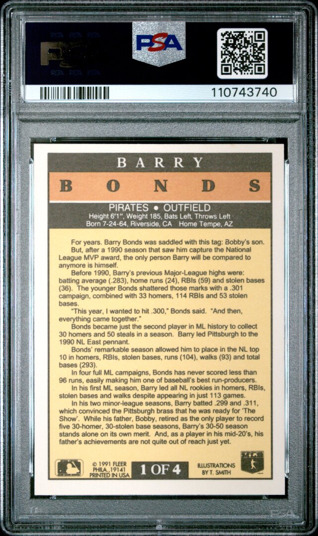 1991 Fleer Pro-Visions #1 Barry Bonds Factory Set PSA 8