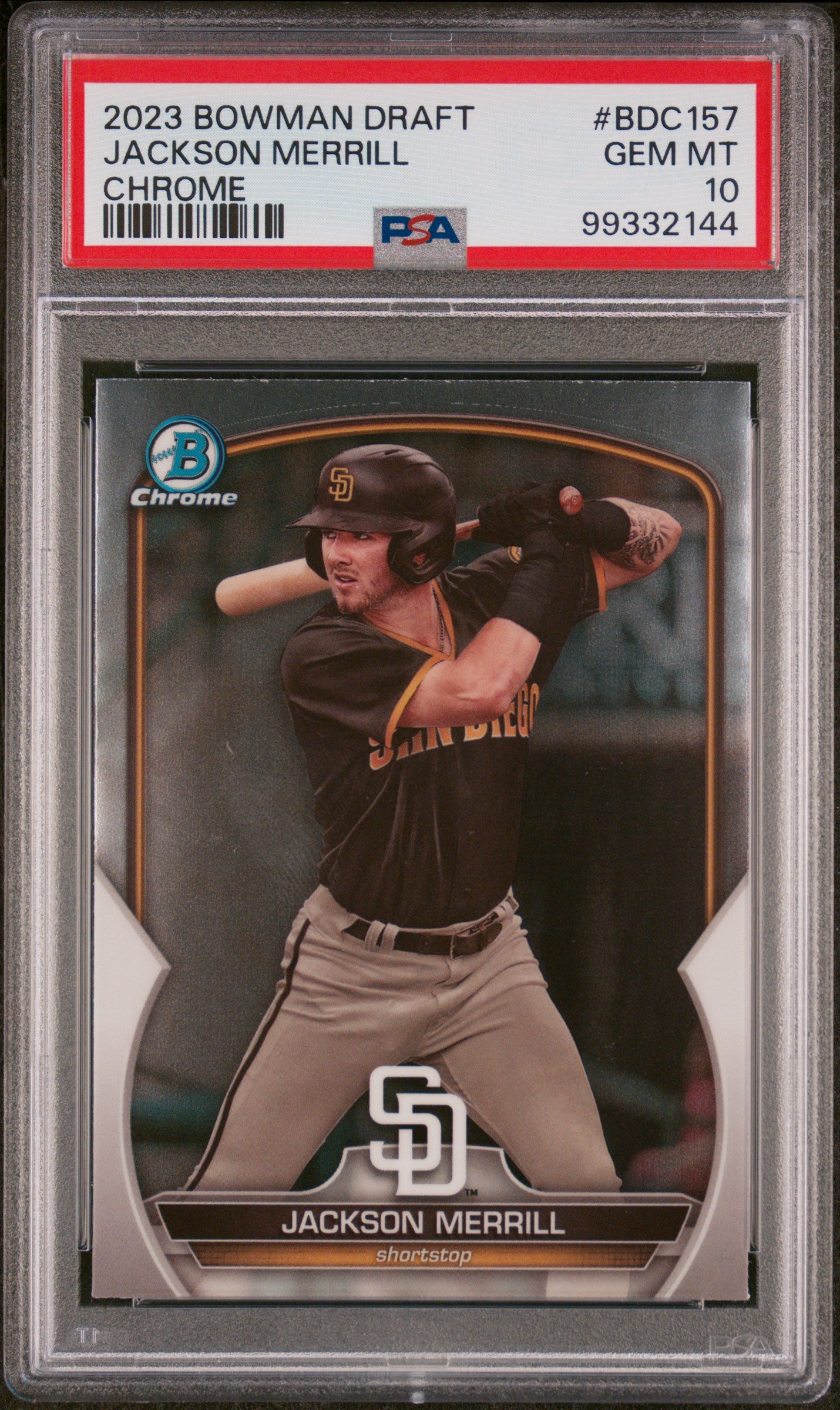 2023 BOWMAN DRAFT BDC157 JACKSON MERRILL CHROME PSA 10 - front