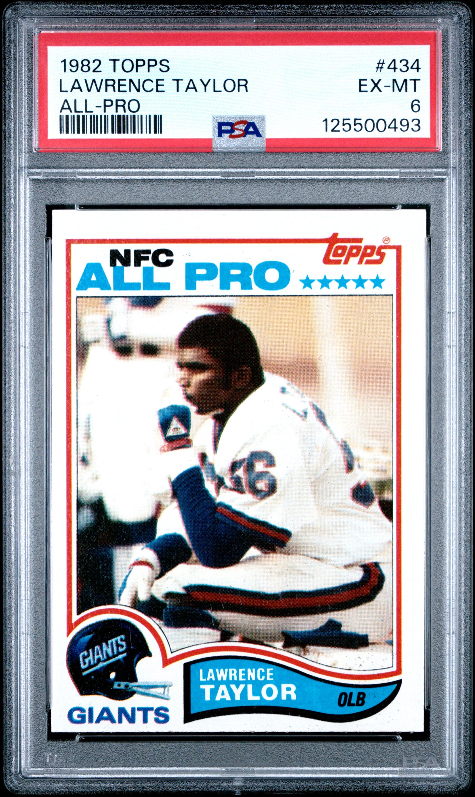 1982 TOPPS 434 LAWRENCE TAYLOR ALL-PRO PSA 6 - front