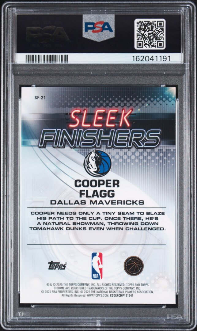 2025 Topps Chrome Cooper Flagg RC Sleek Finishers Purple Geo PSA 8
