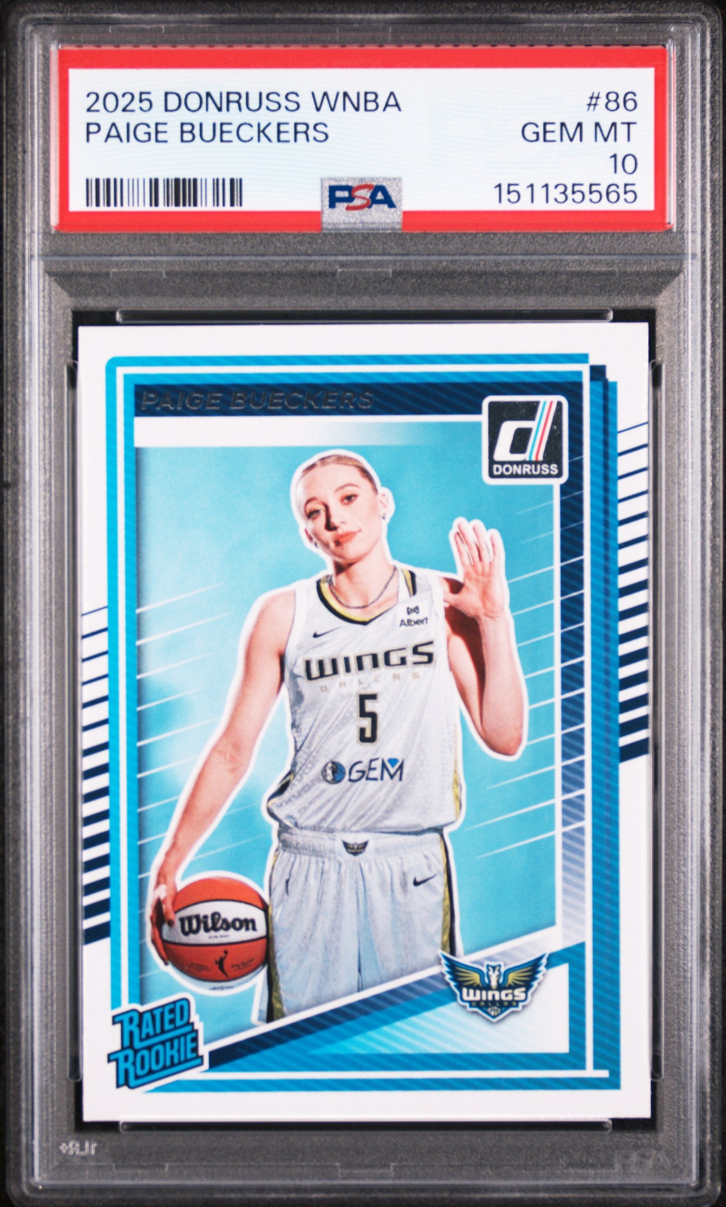 2025 PANINI DONRUSS WNBA 86 PAIGE BUECKERS PSA 10 - front