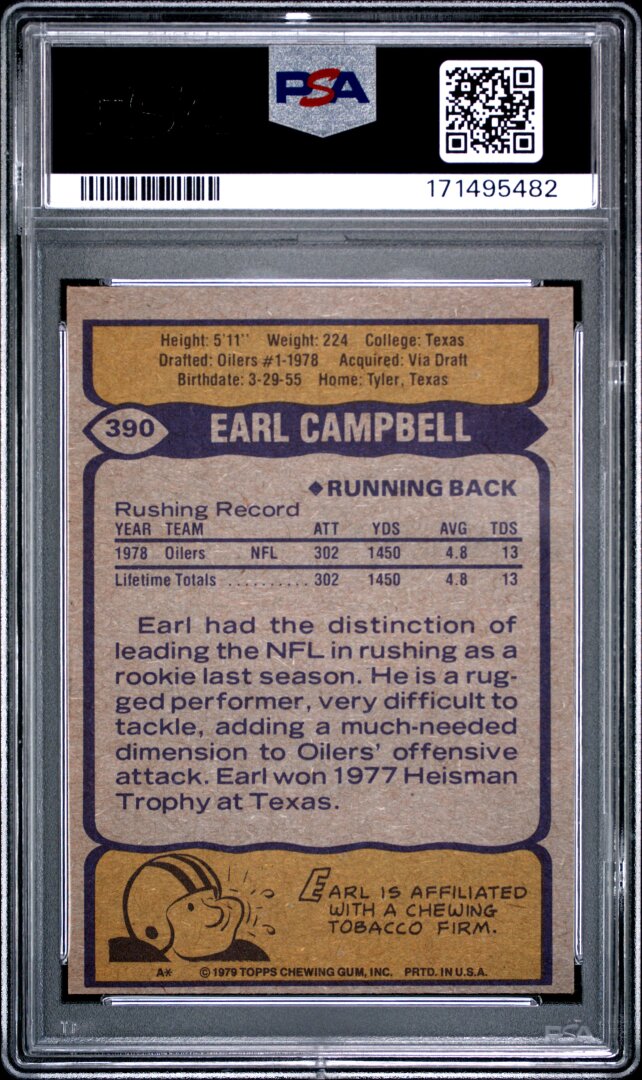 1979 Topps Earl Campbell RC PSA 6 #390