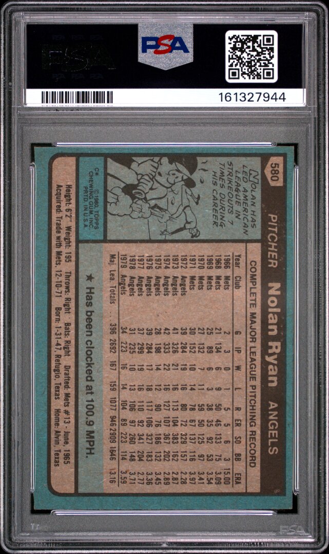 1980 Topps Nolan Ryan PSA 7 #580