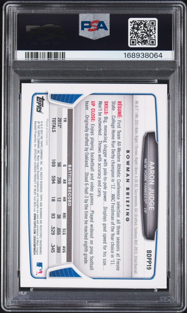 2013 Bowman Draft Picks & Prospects Aaron Judge PSA 7 #BDPP19