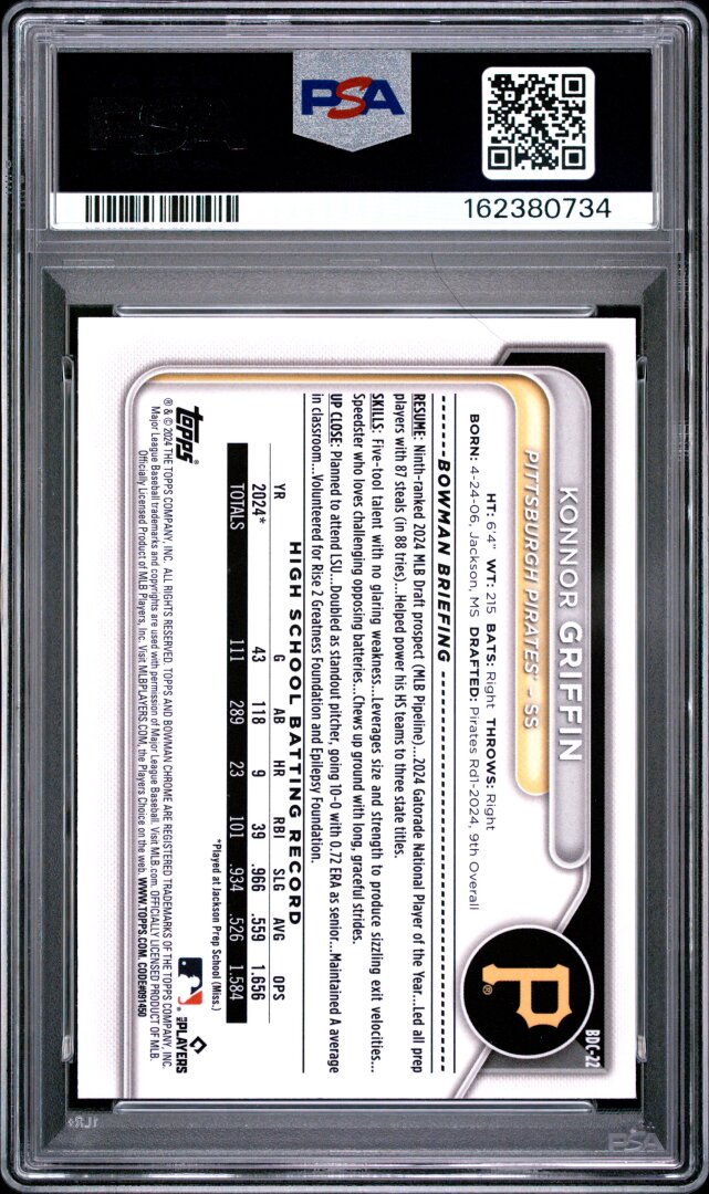 2024 Bowman Draft Chrome Konnor Griffin PSA 8 #BDC22