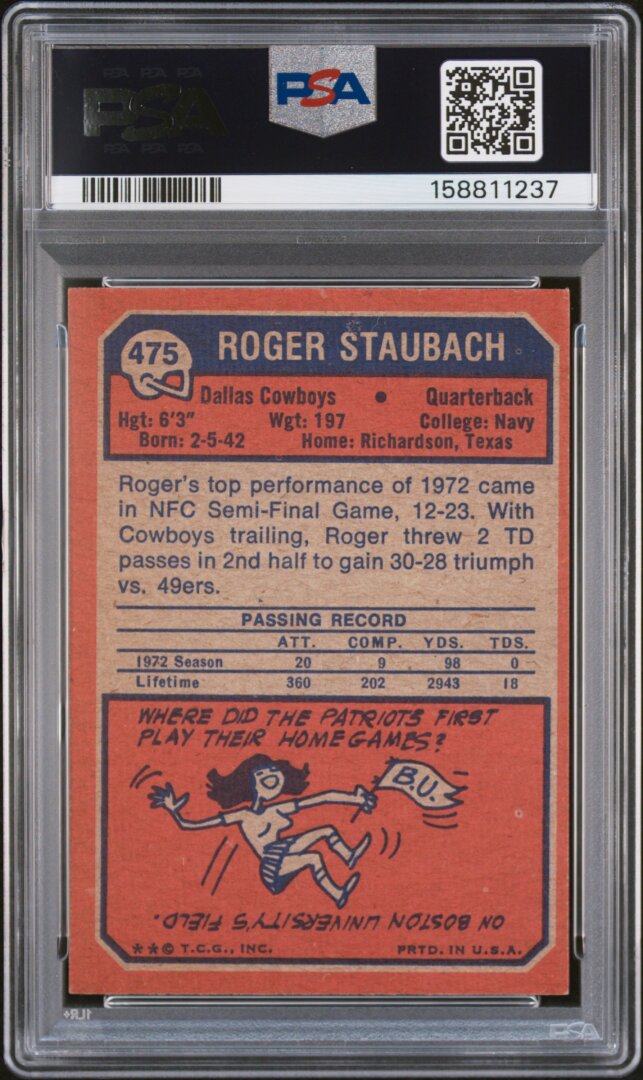 1973 Topps Roger Staubach PSA 8 #475
