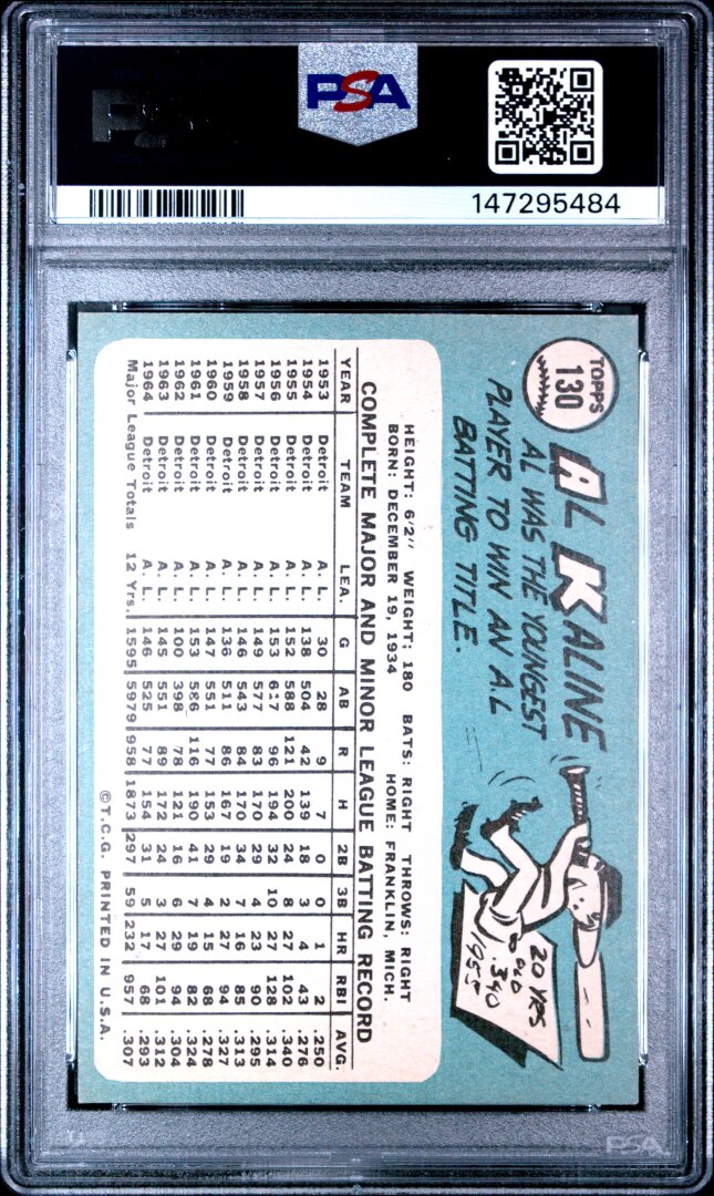 1965 Topps #130 Al Kaline PSA 6