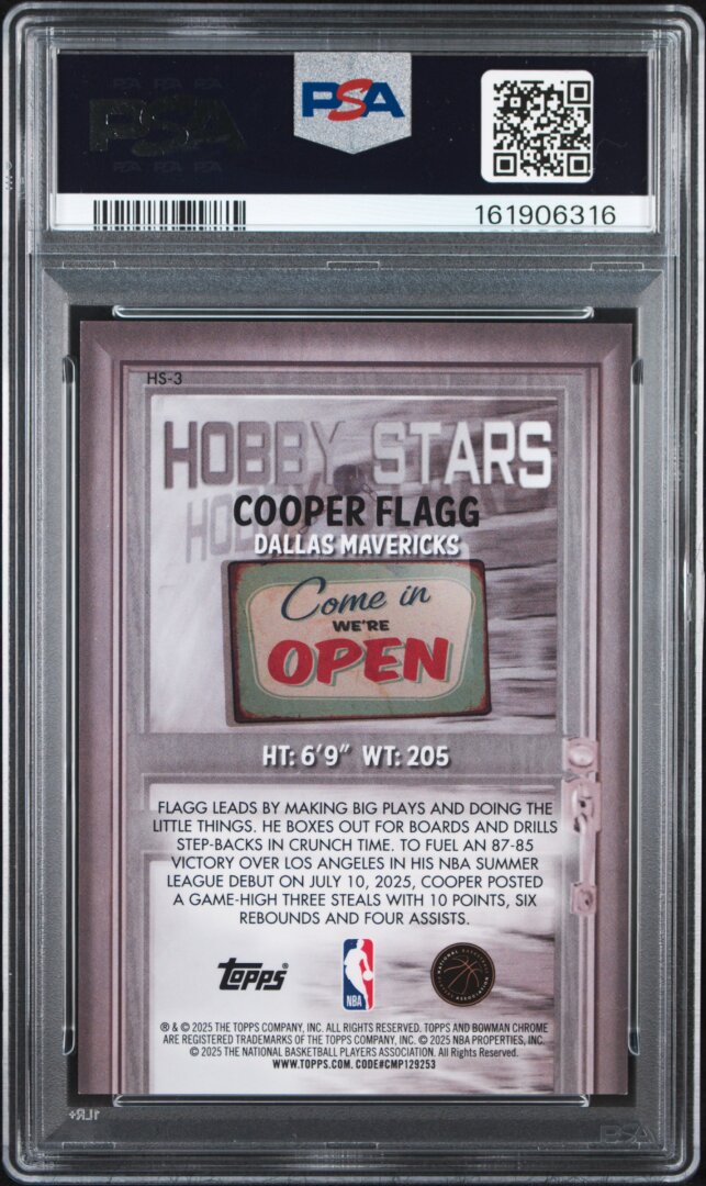 2025 Bowman Chrome Hobby Stars Cooper Flagg Orange Geometric PSA 9 #HS-3