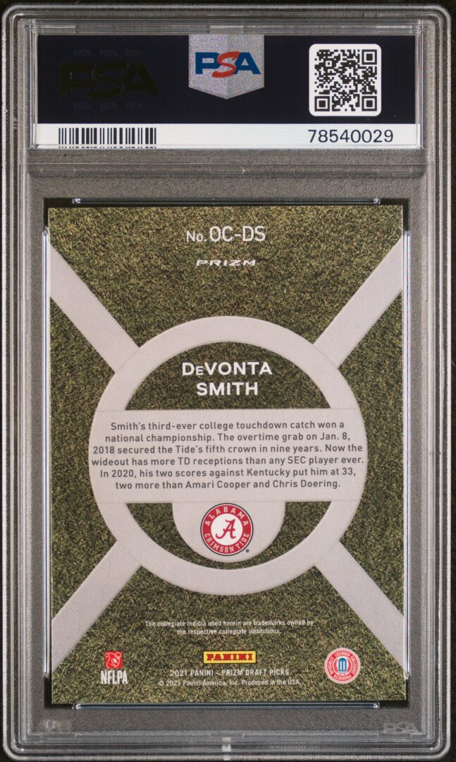 2021 Panini Prizm Draft Picks Devonta Smith On Campus PSA 10