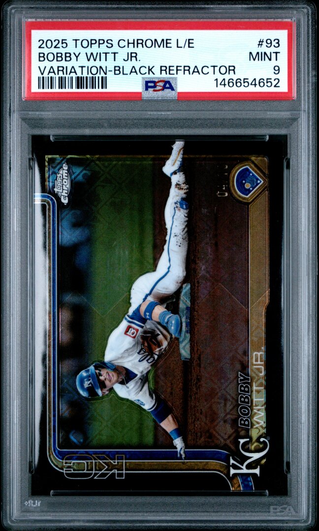 2025 Topps Chrome Logofractor Bobby Witt Jr. #93 Variation Black Ref. /10 PSA 9